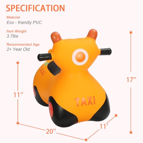 INPANY Kids Bouncy Car Hopper Toys, Toddlers Ride on Car, Gifts Toy for Kid | Eco-Friendly PVC, Low Center Gravity, Cute Cartoon Design, Load 100 Lbs, Learn & Exercise & Active Fun, Gifts for 1-3 Kids - color: Orange Car