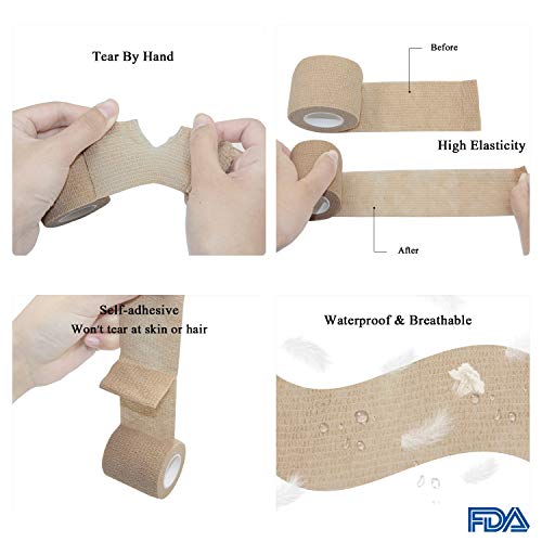 Vet Wrap 4 inch Medical Tape for Skin Bandage Tape Vet Tape Cohesive Bandage Stretch Fabric Bandages Self Sticking Bandage Wrap Self Adhering Bandage Wrap Self Adhesive Tape (Black, 3Rolls) - color: Black, size: 3Rolls