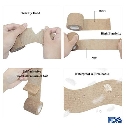 Vet Wrap 4 inch Medical Tape for Skin Bandage Tape Vet Tape Cohesive Bandage Stretch Fabric Bandages Self Sticking Bandage Wrap Self Adhering Bandage Wrap Self Adhesive Tape (Black, 3Rolls) - color: Black, size: 3Rolls