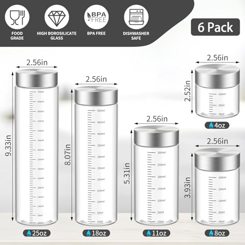 CWHHRN 8 Oz Glass Bottles with Lid, 2 Pack | BPA Free Leakproof Borosilicate Glass Bottles, Ideal for Beverage, Protein Shakes and Food Storage