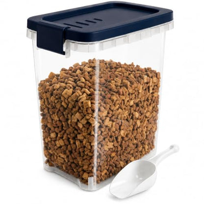 5-10 Lbs Airtight Cat Dog Food Storage Container, 8QT Compact Pet Food Bin - color: Dark Blue