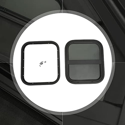 14" W x 16" H RV Window Horizontal RV Windows Privacy RV Replacement Window Stable Sliding Windows Black Universal Rectangular RV Windows With Trim Ring for Teardrop Cargo Horse Trailer Marine Camper - color: 14" W x 16" H