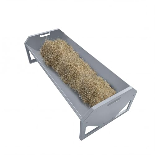 22 Gallon Capacity Livestock Feeder, 45" Hay Feeder for 10 Sheep Once, Heavy Duty Steel Livestock Feeding Trough for Horse, Goat, Sheep, Cattle, Cow, Alpaca, Silver - color: Silver
