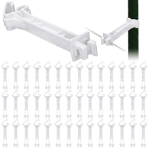 Pangda 45 Pcs 5 Inch Snap Type Insulator Electric Fence T Post, White - color: White