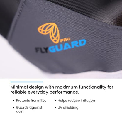 Shires FlyGuard Pro Air Motion Fly Mask with Ears – Cob Size | Lightweight Breathable Air Motion Fabric for Superior Comfort | Protects Against Flies & Insects | Secure Fit | Dark Grey - size: Cob