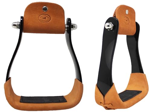 CHALLENGER Horse 4-3/4" Western Saddle Barrel Racing Lightweight Aluminium Stirrups 5181 - color: Black