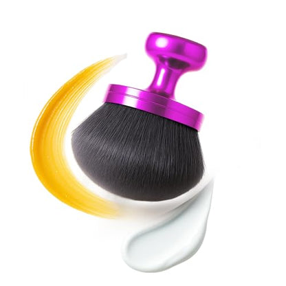 Kabuki Self Tanner Brush – Round Dome Blending Brush for Face & Body, Palm-Grip Applicator for Smooth, Streak-Free Tan | Soft Synthetic Bristles, Washable & Reusable (Purple) - color: Purple