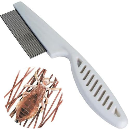 2Pcs White Long Handle Metal Hair Nit Comb Remove Head Nits Nit Comb For Pets Kids And Adults Lice Treatments (14cm, 18cm)，Lice Treatments，Lice Combs