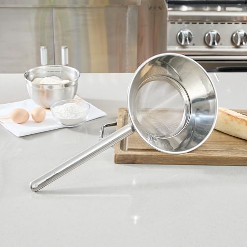 Restaurantware Chinois Strainer 1 Count 10.2" Stainless Steel Bouillon Cone with Extra Fine Mesh China Cap Strainer for Sauces, Stocks, Soups, Broths, Sifting, Sieving, Professional Kitchen Tools - size: Bouillin / Chinois, Extra Fine Mesh-10 1/4"