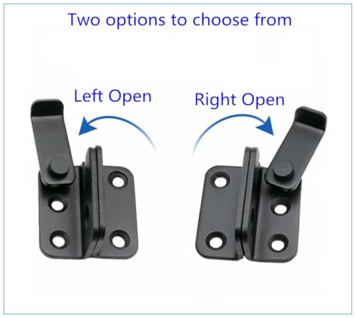 szhdxsy 2Pcs Flip Latches, Heavy Duty Latch Safety Door Lock,Stainless Steel Sturdy Padlockable Bolt Latch/Lock for Pet Gate,Cabinet Furniture, Wardrobe, Window（Right Open Matte Black）