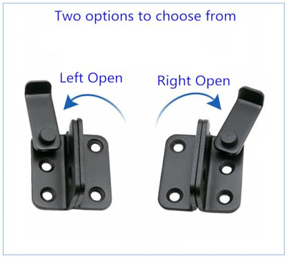 szhdxsy 2Pcs Flip Latches, Heavy Duty Latch Safety Door Lock,Stainless Steel Sturdy Padlockable Bolt Latch/Lock for Pet Gate,Cabinet Furniture, Wardrobe, Window（Right Open Matte Black）
