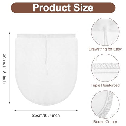 COMNICO Cheese Bags, 3 Pack 12" x 10" Nylon Reusable Fine Mesh Cheesecloth Strainer Nut Tea Beer Juice Filter Cloth for Cold Brew Coffee Yogurt Almond Soy Oat Milk | Nylon, Reusable, Fine Mesh, Filter Cloth, for Cold Brew Coffee, Yogurt, Almond, Soy, Oat