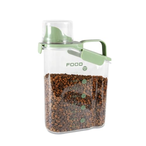 Dog Food Storage Container, Pet Food Storage Containers with Airtight Pour Spout, Cat Food Container with Measuring Cups, Portable Travel Pet Food Container for Dogs, Cats, Birds（Green） - color: Green