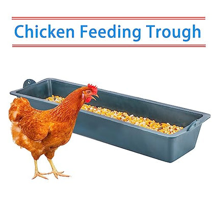 4 Pack Chicken Feeder Plastic Feed Trough Bucket for Chicken Duck Pigeon Bird Livestock Pet Poultry (Length: 16.5")