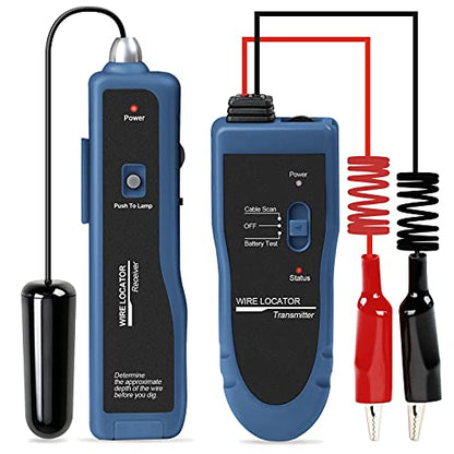 Underground Wire Locator, Cable Tester F02 Pro for Locate Wires, Locate Control Wires Cables Pet Fence Wires, up to 3 Feet Deep 1640 Feet Length, Equiped with Rechargeable 1100mAh Battery - color: Blue