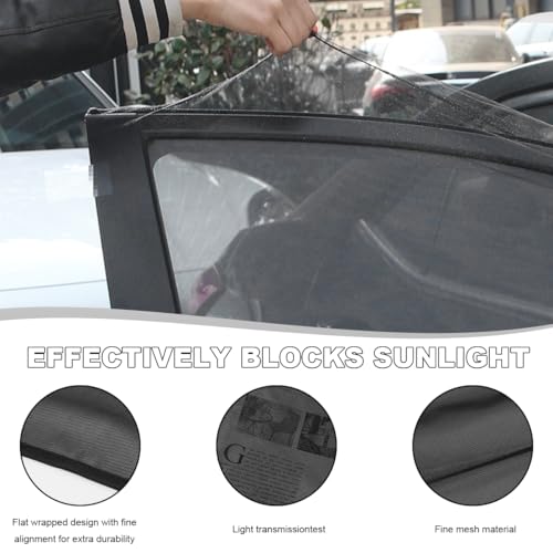 4 PCS Car Window Shades, Stretchy Mesh Front Rear Side Window Sun Shades for Heat Block UV Protection, Universal Breathable SUV Window Screen Covers to Keep Your Cars Cool (Car) - color: Car, size: 4 PCS (Front & Rear)