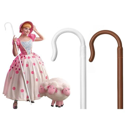 2-Pack Adjustable Shepherd Staff Set – White & Brown 63IN Crook Canes for Nativity, Halloween & Wizard Costumes
