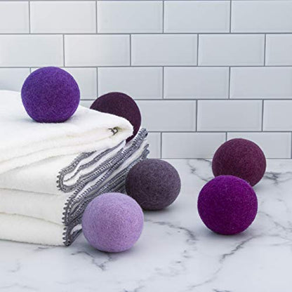 Friendsheep Wool Dryer Balls, Organic Reusable Fabric Softener Alternative for Laundry, Handmade, Fair Trade, Hypoallergenic, Eco-Friendly, Plastic-Free (6 Pack XL - Purple Haze) | Reusable fabric softener alternative Organic wool, handmade, fair trade, h