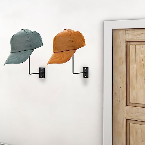 TiciKim Pack of 4 Cowboy Hat Rack Metal Hat Holder Wall Mounted Hat Hanger for Wall Display, Cowboy Hat Holder Organizer Multifunctional Organizer Display Rack for Cowboy Hat, Cap, Wigs (Black)
