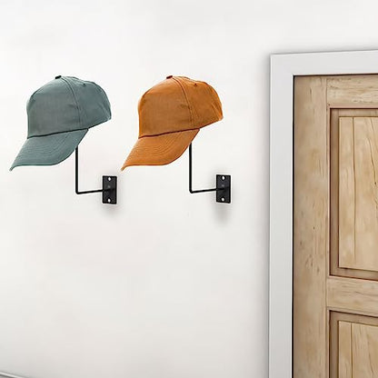 TiciKim Pack of 4 Cowboy Hat Rack Metal Hat Holder Wall Mounted Hat Hanger for Wall Display, Cowboy Hat Holder Organizer Multifunctional Organizer Display Rack for Cowboy Hat, Cap, Wigs (Black)