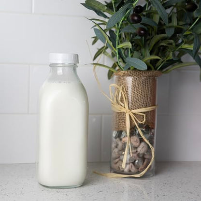 Fox Run Glass Classic Milk Bottle With Lid, 32 oz or 1 Quart Capacity