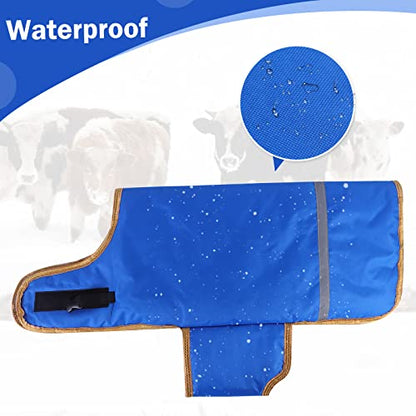 2pcs All-Weather Calf Blanket with Fleece Lining & Windproof Shell - Versatile Goat Blankets for Winter and Durable Sheep Blanket with Full Belly Coverage (Plucked Blue 2pcs) - color: Plucked Blue