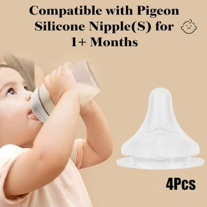 4Pack Compatible with Pigeon Silicone Nipple (1m+, S, 4 Counts) - color: 1m+, S, 4 Counts