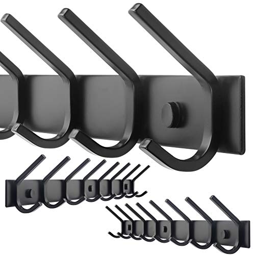 WEBI Coat Rack Wall Mounted,24 Inch 8 Hooks for Hanging Coats,Hook Rack Hook Rail Coat Hanger Wall Mount for Backpack,Clothes,Jacket,Black,2 Packs - size: 8 Hooks(2 Pcs)