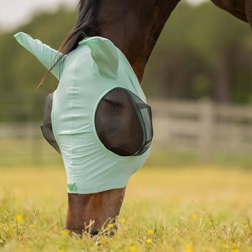 Equinavia Bug Out Horse Fly Mask, Soft Stretch Equine Fly Mask with Ears - color: Misty Jade, size: Pony