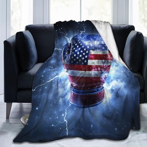 Boxing Throw Blanket Cozy Plush American Flag Gloves Blankets Flannel Fleece Lightweight Fuzzy Party Blanket Gifts for Girls Women Men Boys 50"X40" - color: Boxing Gloves, size: 50"x40"