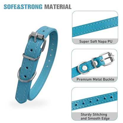 Puppy Collar for Litter Adjustable Leather ID Collars for Puppy Small Dog - size: L(Neck:14''~18'')