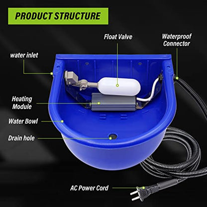 MINYULUA Automatic Heated Dog Water Bowl 2.5L Large Capacity Livestock Waterer Outdoor Pet Thermal-Bowl Drinking Bowls for Dogs Horse Cattle Cow Goat Pig Animal - color: dark blue