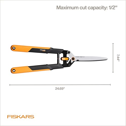 Fiskars 25" DualAction Hedge Shears, 2-in-1 Fast or Powerful Trimming | Cuts Through Thin & Thick Branches of Hedges & Shrubs, Low Friction Coated Blades for Smoother Cuts, SoftGrip Handles - style: 25" 2-in-1