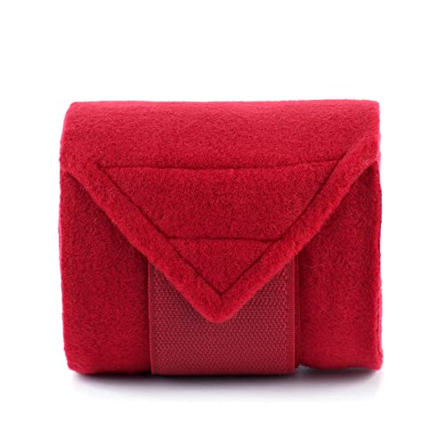 Horse Polo Wraps 2.5m Soft Fleece Polo Wraps Equestrian Leg Bandage Wrap Set of 4 Packs (Red - 2.5m) - color: Red - 2.5m