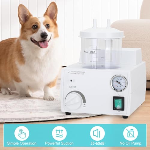 Portable Veterinary Suction Machine | Home Use with 1000ml Capacity 110V