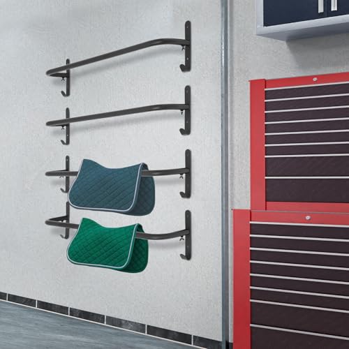 4Pcs Blanket Rack with Hooks,33.8 Inch Wall Mounted Blanket Bar for Hanging Horse Blankets Pads Saddle Blankets, for Stall Fronts, Tack Rooms