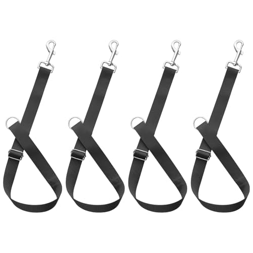 4Pcs Horse Bucket Strap Hangers Nylon Straps Hanging Feed Tack | fit for hay nets water buckets horse suppliers, heavy-duty buckle, sturdy metal swivel hook, quick install - color: Black