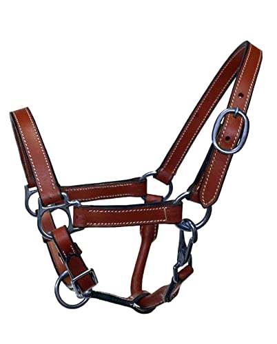 Foal Size Leather Halter with Steel Plated Hardware - color: Brown