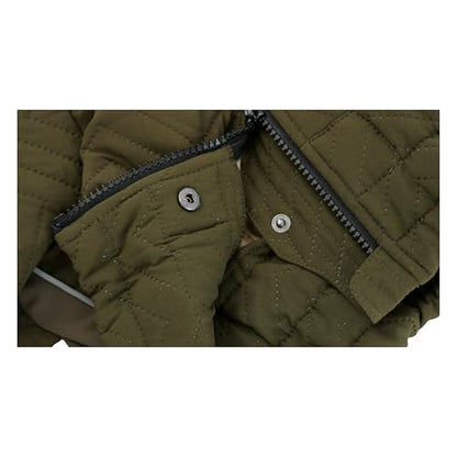 Warm Dog Coat Double Layers Dog Vest, 4 Legs Covered Windproof Waterproof Reflective, Olive S - color: Olive, size: S (back 11")