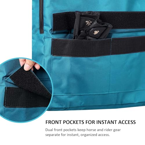 Harrison Howard Bridle/Halter Bag – Waterproof 600D Horse Tack Storage, Hanging Organizer with Multi-Hook Design, Protects Bridles & Reins-Teal - color: Teal