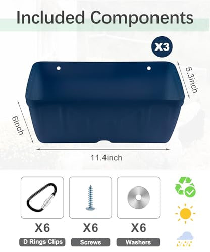 Chicken Feeders, 3 Pack, Duck Feeders and Waterers, Hanging Poultry Water Feeder, Livestock Fence Feeder, Feed Trough and Waterer Bucket with Clips, Blue - color: 3 Pack Blue