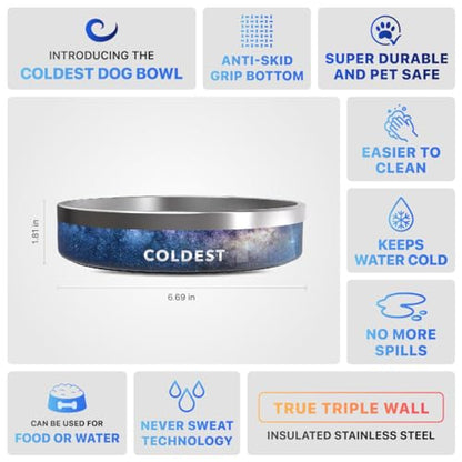 Coldest Dog Bowl - Anti Rust Metal, Non Slip, 3 Layers Insulated Stainless Steel Dog Bowls - Spill Proof & Heavy Duty - Water Bowl for Dogs, Cats & Pets, Dish Washer Safe (21 oz, Into The Beyond) - color: Into The Beyond, size: 21 oz