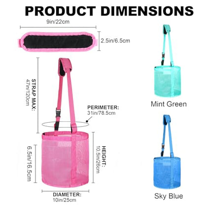 Heavy Duty Durable Waterproof Horse Feed Bag with Adjustable Strap - color: Rose Pink