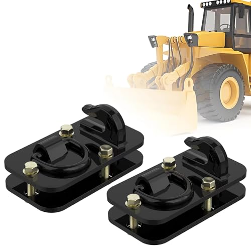 2 Pack 3/8" Tractor Bucket Hooks with Tie Down Ring - Grade 70 Forged Steel Bolt-On Grab Hook with Backing Plate, Max Load 15,000 lbs, Compatible with Kubota, John Deere, RV, UTV, Truck, Black - color: Black