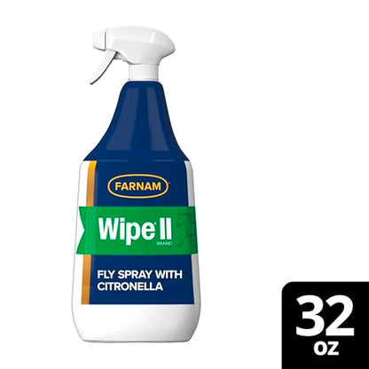 Farnam Wipe II Horse Fly Spray with Citronella, 32 oz Spray - size: 32 Fl Oz (Pack of 1)