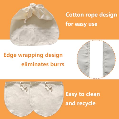 3-Pack 14x14 Inch Nut Milk Bags – Heavy Duty 100% Unbleached Cotton Reusable Strainer for Almond Milk, Oat Milk, Cold Brew, Celery Juice, Yogurt & Cheese Making