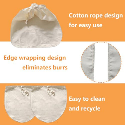 3-Pack 14x14 Inch Nut Milk Bags – Heavy Duty 100% Unbleached Cotton Reusable Strainer for Almond Milk, Oat Milk, Cold Brew, Celery Juice, Yogurt & Cheese Making