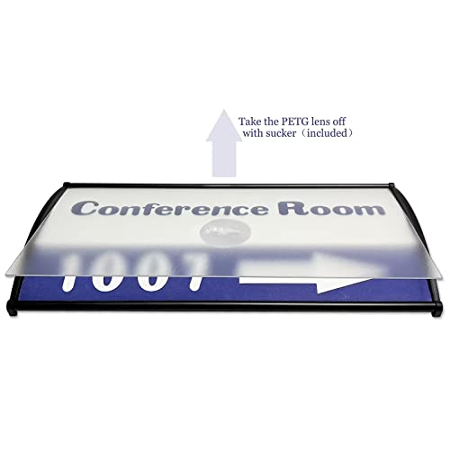 Set of 5 Curved Name Plate Holder for Wall or Door 8" x 4", Black | Wall-Mount Office Door Sign Holder, Sturdy Aluminum Sign Frame for Business Cubicle, Adhesive Tape & Protective Plastic Film - style: 5 packs Curved Sign Holder