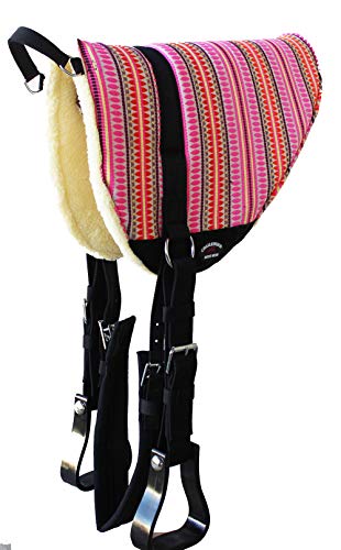 Horse SADDLE PAD Western Fleece Padded Bareback w/ Stirrups 39RT10