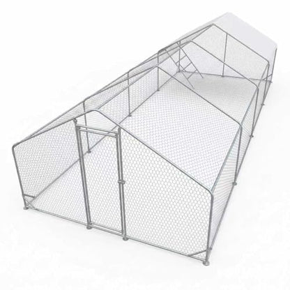 CHIKENCOOP 19.6x9.8x6.5ft Metal Chicken Coop, 4-Room Chicken Run with Cover - size: 236.0"L x 118.0"W x 80.0"H